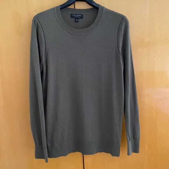 Banana Republic Cotton Rayon Crew Neck Green Sweater - Picture 1 of 6